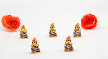 Load image into Gallery viewer, LORD GANESHA  DHOL GOLD &amp; BLUE COLOR CAR DASH BOARD SMALL STATUE HINDU METAL