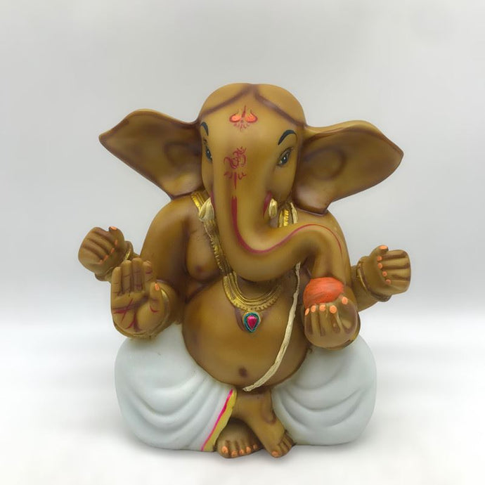 Ganesh Ganesha Ganpati Ganapati Hindu God Ganesh fiber idol Brown White
