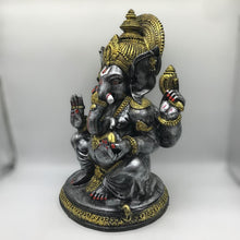 Load image into Gallery viewer, Ganesh Ganesha Ganpati Ganapati Hindu God Hindu God Ganesh fiber idol Black Silver
