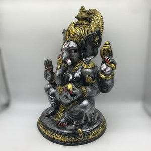 Ganesh Ganesha Ganpati Ganapati Hindu God Hindu God Ganesh fiber idol Black Silver