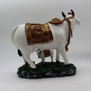 Kamdhenu Cow Gau Mata,Nandi cow Statue Kamdhenu Hindu God For Home Decor White