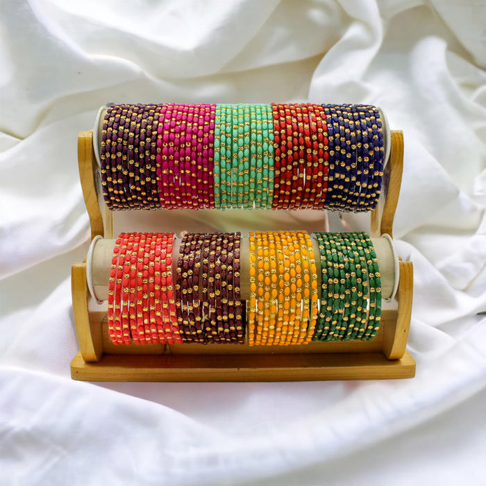 Indian Glass Bangles – Raised Dot Pattern, Set of 12