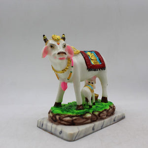 Kamdhenu Cow Gau Mata,Nandi cow Statue Kamdhenu Hindu God For Home Decor White