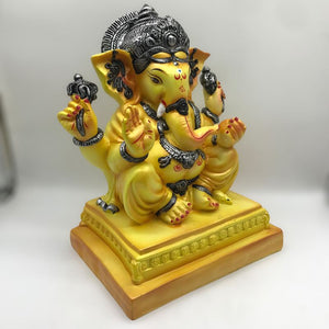 Ganesha Ganesh Ganpati Hindu Elephant God Diwali Pooja Ganpati fiber idol Yellow
