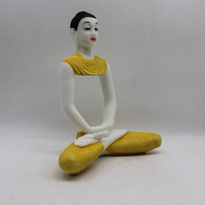 Buddha Sitting Medium,Buddha, showpiece Decorative Statue idolWhite-Yellow