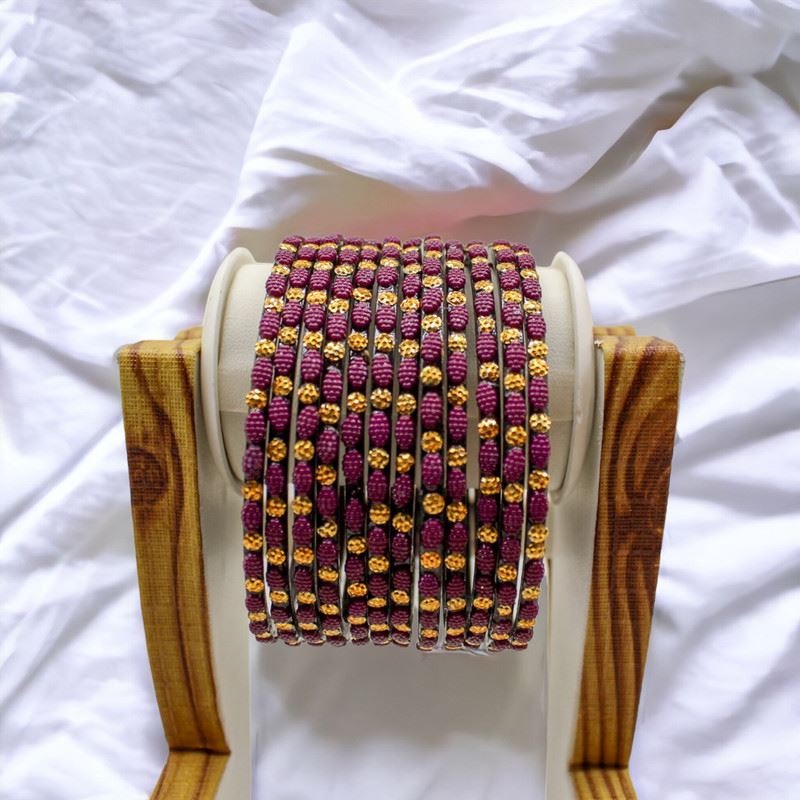 Indian Glass Bangles – Raised Dot Pattern, Set of 12