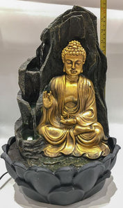 Buddha Water Fountain Goldon Buddha with LED Light Indoor Water Fountain