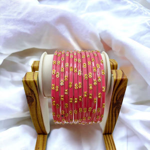 Indian Glass Bangles Set Dot Pattern Bollywood Wedding Style Set Of 12(Puja)