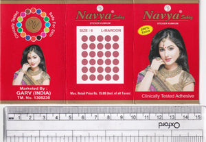 Coloured Bindi round Forehead Tika, Face Jewels Body Art Bollywood Bindis Self Adhesive Stickers Clinically Tested Safe for Skin - Size 3 to Size 10