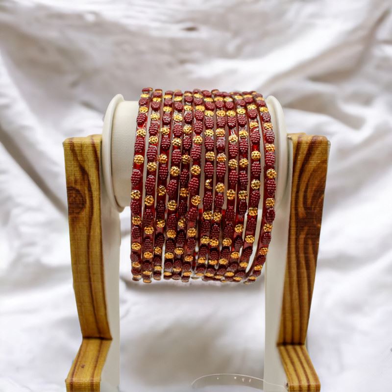 Indian Glass Bangles – Raised Dot Pattern, Set of 12