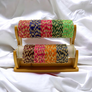 Indian Glass Bangles Set Of 12-Stone Work Women Girl Wedding Special Bangles