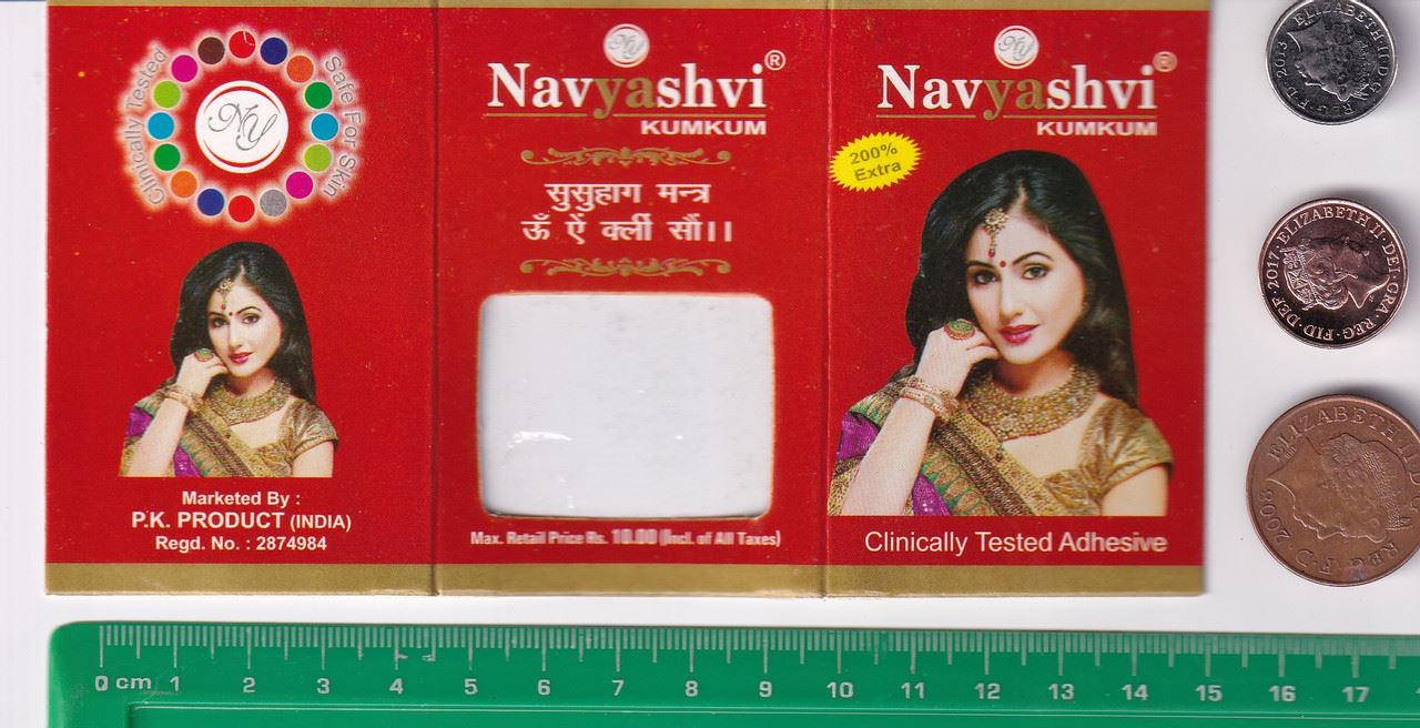 Coloured Bindi round Forehead Tika, Face Jewels Body Art Bollywood Bindis Self Adhesive Stickers Clinically Tested Safe for Skin - Size 3 to Size 10