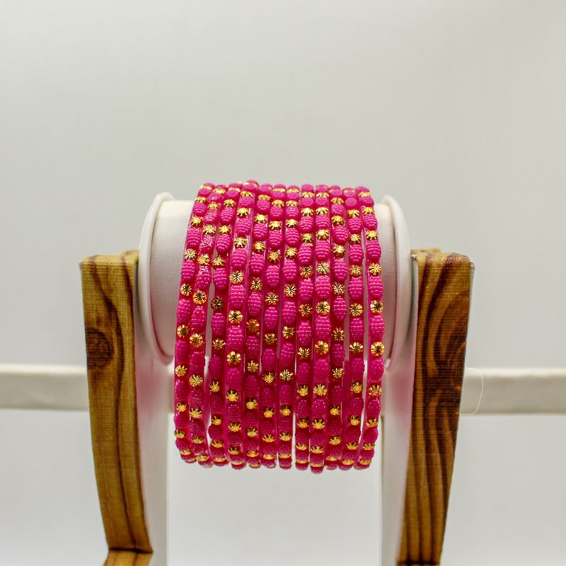 Indian Glass Bangles – Raised Dot Pattern, Set of 12