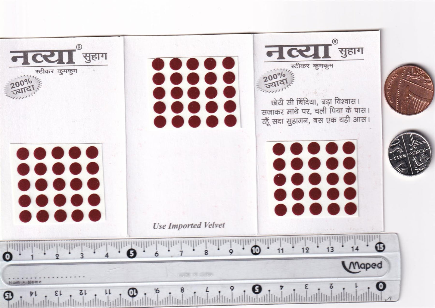 Coloured Bindi round Forehead Tika, Face Jewels Body Art Bollywood Bindis Self Adhesive Stickers Clinically Tested Safe for Skin - Size 3 to Size 10