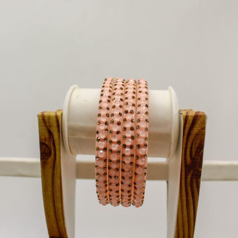 Indian Plastic Bangles Set of 4-Stone Work Women Girl Wedding Special Bangles