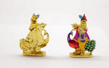 Load image into Gallery viewer, LORD MORNI KRISHNA GOLD &amp; YELLOW COLOR CAR DASH BOARD SMALL STATUE HINDU METAL