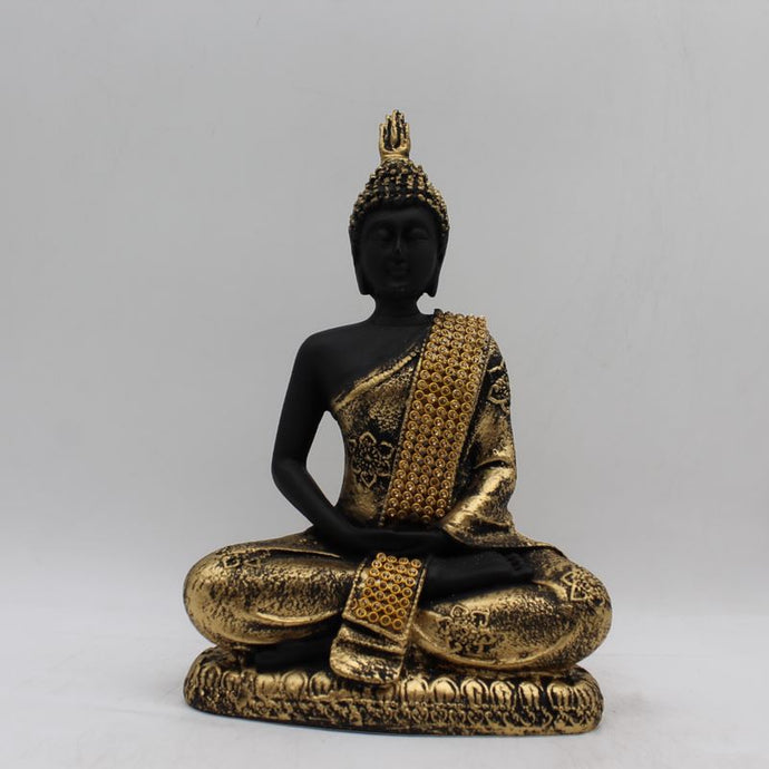 Buddha buddh buddha sitting medium Showpiece Black-Gold