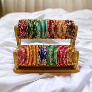 Indian Glass Bangles Set Of 12-Stone Work Women Girl Wedding