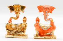 Load image into Gallery viewer, LORD GANESHA NECK ORANGE COLOR GANPATI CAR DASH BOARD SMALL STATUE HINDU METAL