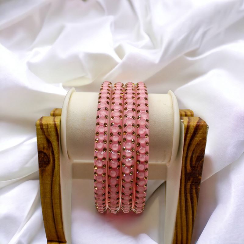 Indian Plastic Bangles Set of 4-Stone Work Women Girl Wedding Special Bangles