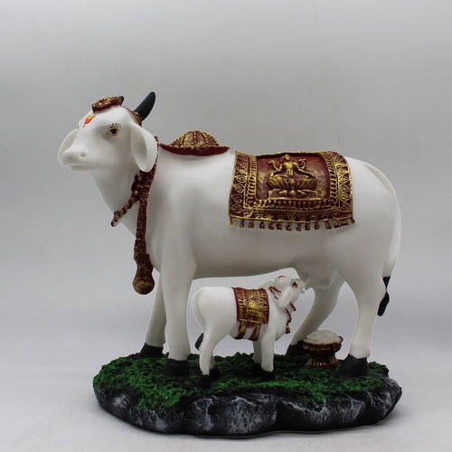 Kamdhenu Cow Gau Mata,Nandi cow Statue Kamdhenu Hindu God For Home Decor White