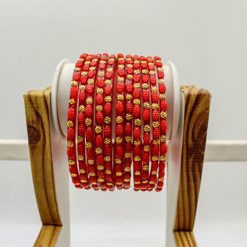 Indian Glass Bangles – Raised Dot Pattern, Set of 12
