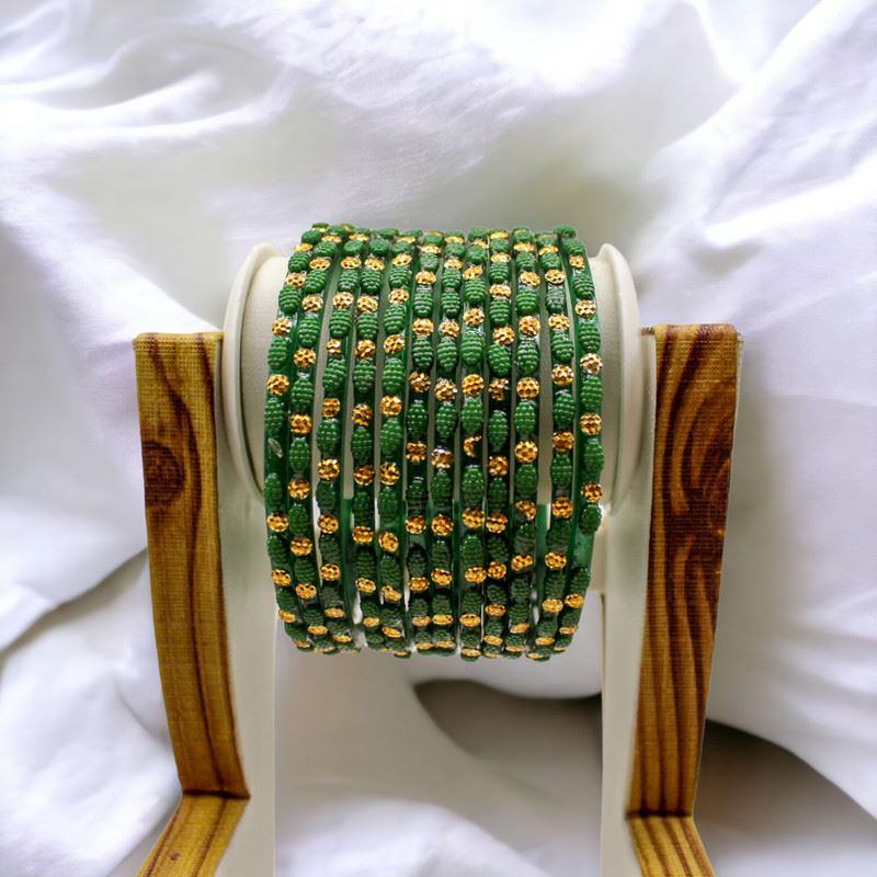 Indian Glass Bangles – Raised Dot Pattern, Set of 12