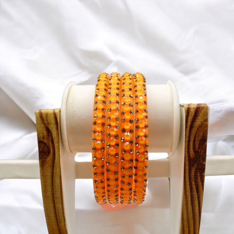 Indian Plastic Bangles Set of 4-Stone Work Women Girl Wedding Special Bangles
