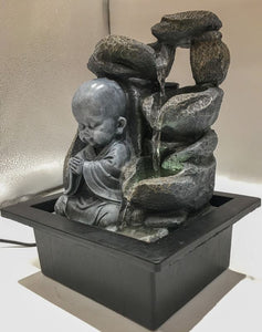 BuddhaWater Fountain  Grey Buddha with LED Light Indoor Water Fountain