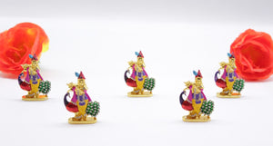 LORD MORNI KRISHNA GOLD & YELLOW COLOR CAR DASH BOARD SMALL STATUE HINDU METAL