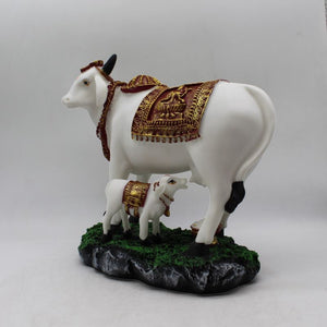 Kamdhenu Cow Gau Mata,Nandi cow Statue Kamdhenu Hindu God For Home Decor White