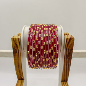 Indian Glass Bangles Set Dot Pattern Bollywood Wedding Style Set Of 12(Puja)