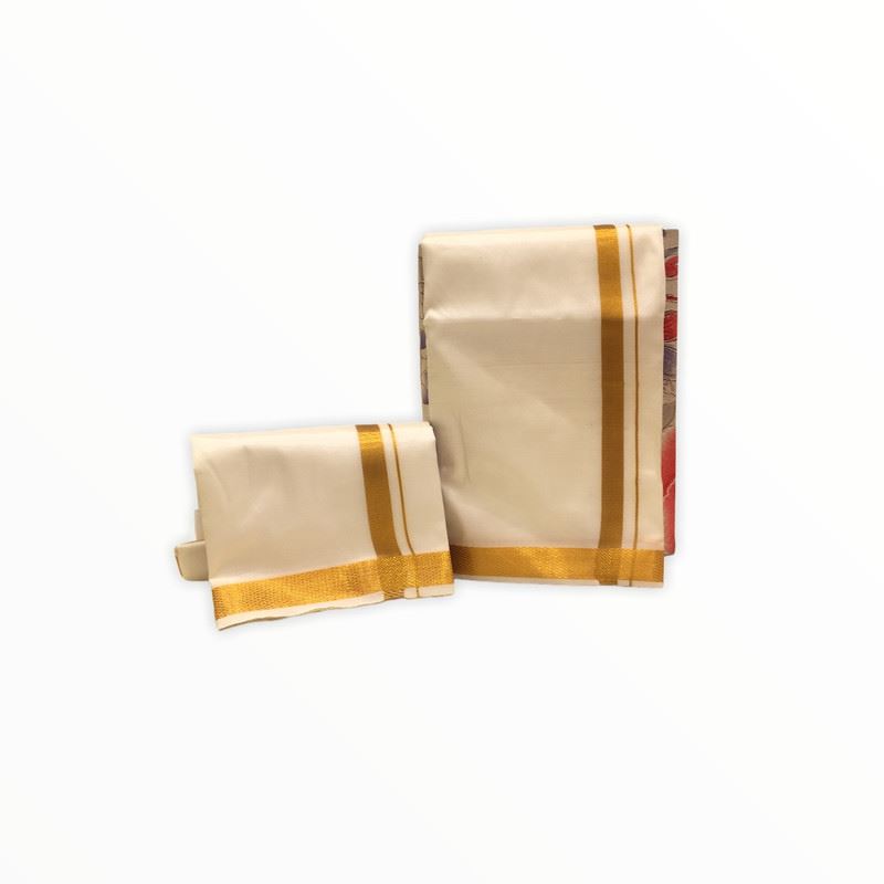 Men's Traditional Veshti / Dhoti / Vasti with Angavastram