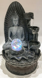 Gautam buddha Water Fountain GREY Buddha with LED Light Indoor Water Fountain