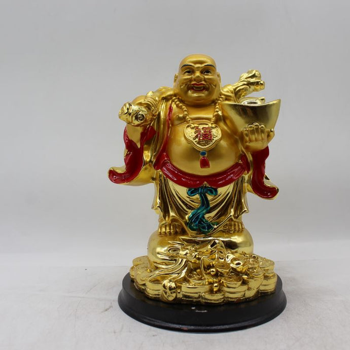 Lucky Laughing Buddha,statue,Happy sitting,luckey man,Happy man Gold color