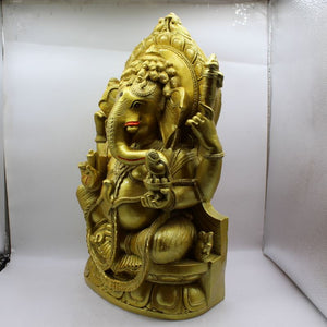 Ganesh Ganesha Ganpati Ganapati Hindu God Hindu God Ganesh fiber idolGold color