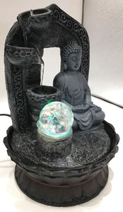 Gautam buddha Water Fountain GREY Buddha with LED Light Indoor Water Fountain