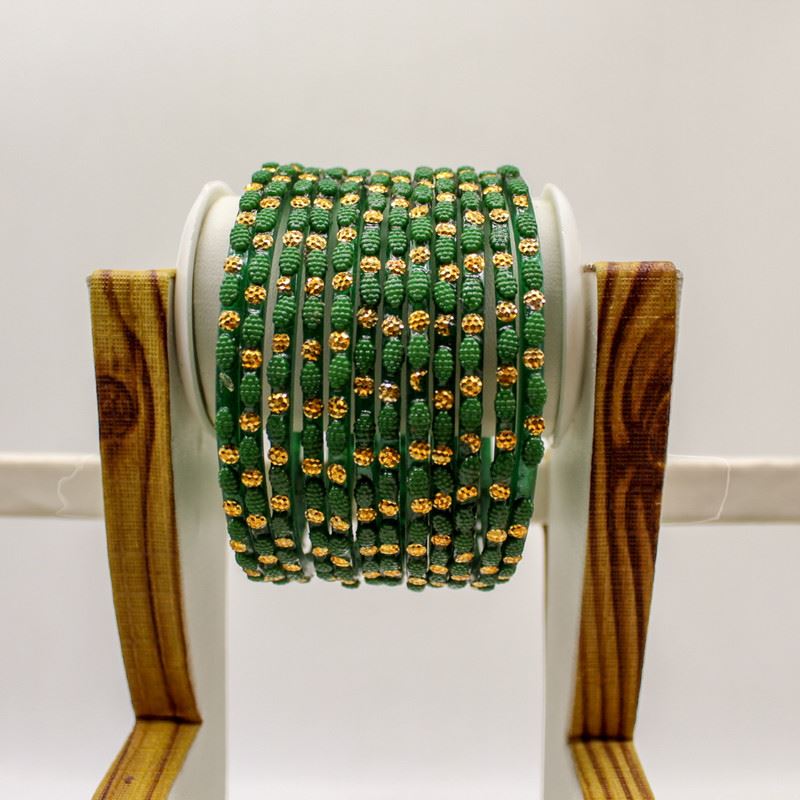 Indian Glass Bangles – Raised Dot Pattern, Set of 12