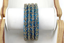 Load image into Gallery viewer, Glass Bangles Set of 4 - Golden Stone Studded Bollywood Traditional Beautiful Bangle Set for Women Girl Wedding Favour