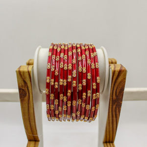 Indian Glass Bangles Set Dot Pattern Bollywood Wedding Style Set Of 12(Puja)