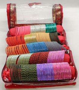 5 Roll Bangle Bracelet Cover Bag INDIAN Chudi Kangan Watch Travel Cases Storage