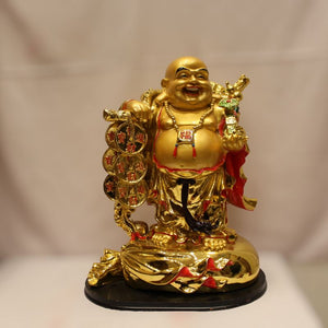 Lucky Laughing Buddha,statue,Happy sitting,luckey man,Happy man Gold