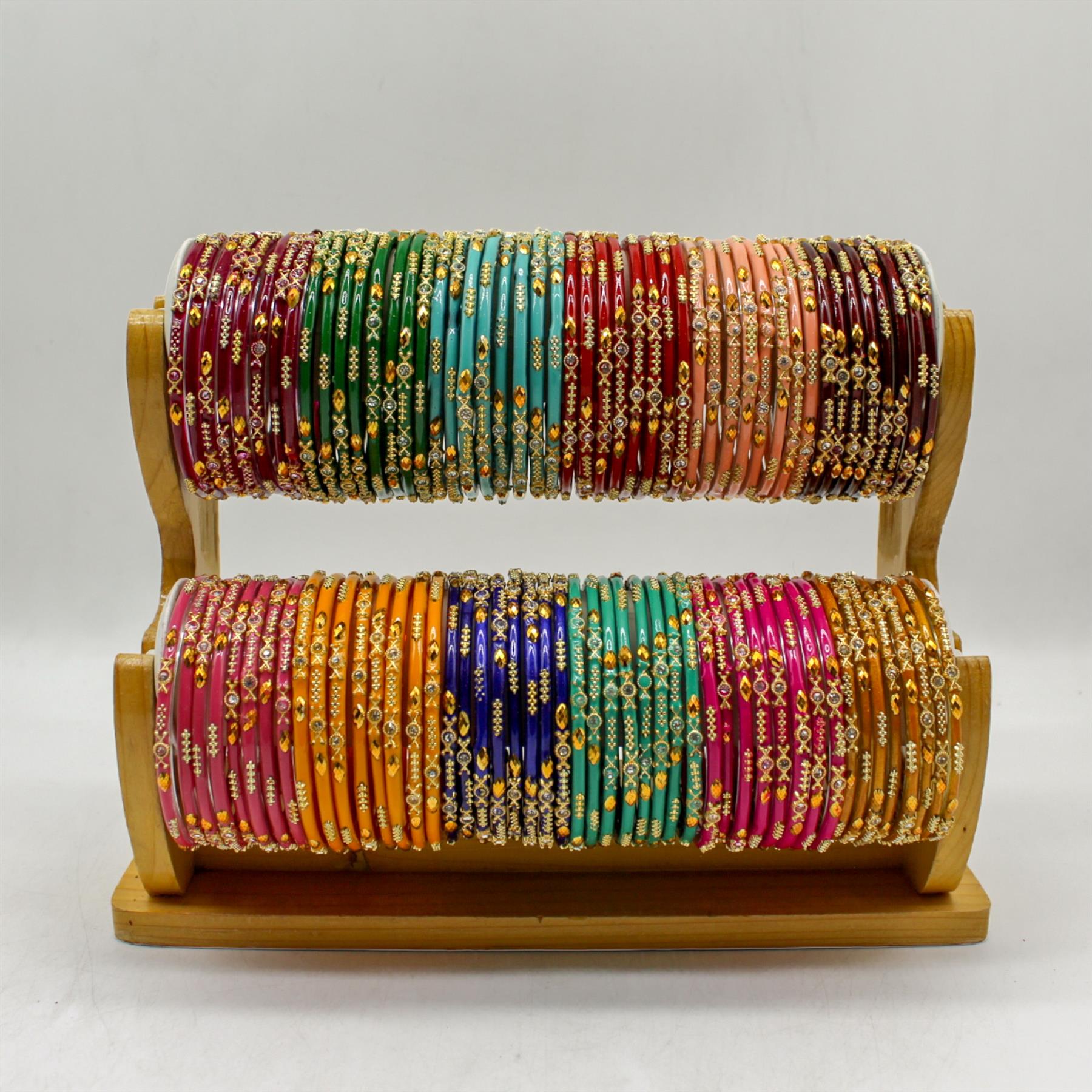 Indian Glass Bangles Set Of 12-Stone Work Women Girl Wedding