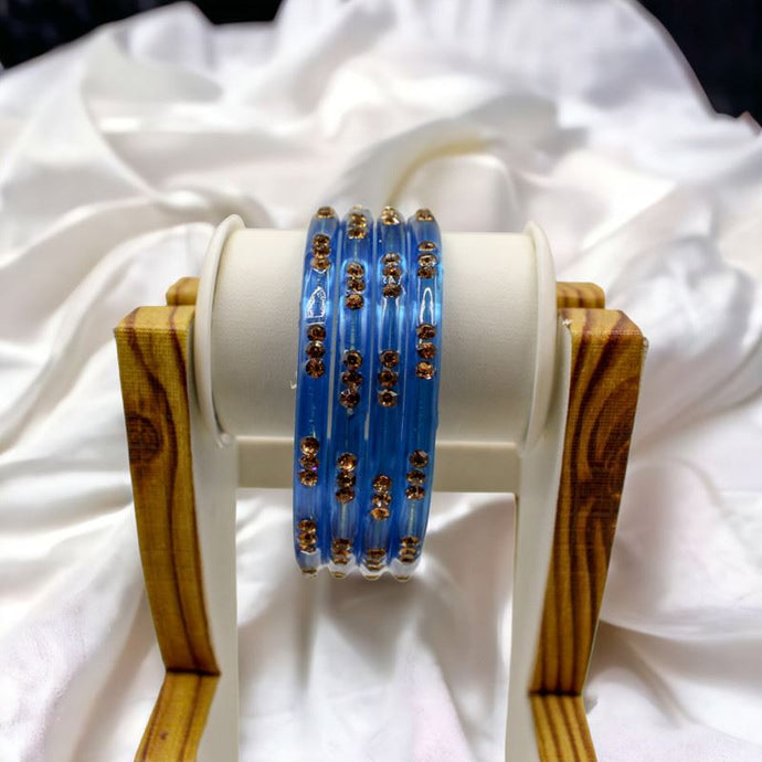Indian Glass Bangles-Set Of 4 Stone Designed Bollywood Traditional