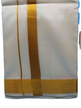 Load image into Gallery viewer, Veshti Dhoti Mundu Vatti Vetti Sattai for Men Pattu Silk Blend with Ready Angavastram Shawl