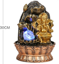 Load image into Gallery viewer, Ganesh Water Fountain Ganesha Zen Meditation Indoor Waterfall  Rolling Ball