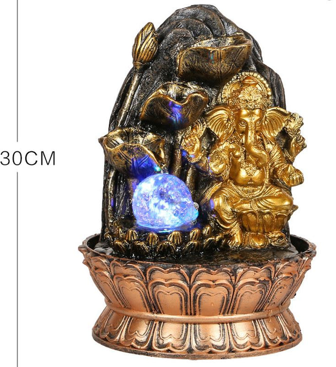 Ganesh Water Fountain Ganesha Zen Meditation Indoor Waterfall  Rolling Ball