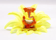 Load image into Gallery viewer, LORD GANESHA NECK ORANGE COLOR GANPATI CAR DASH BOARD SMALL STATUE HINDU METAL