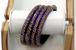 Glass Bangles Set of 4 - Golden Stone Decorated Bollywood Traditional Beautiful Bangle Set for Women Girl Wedding Special