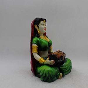 Rajasthani Girl,Rajasthani lady,Musician girl Rajasthani statue,idol Green color